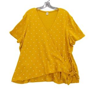 Old Navy Wrap Top Polka Dot Tie Knot Short Sleeve Casual Blouse XXL‎